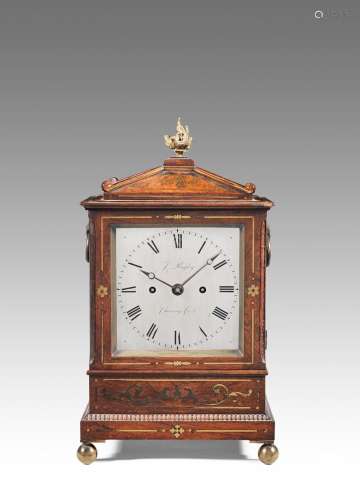 A good early 19th century brass-inlaid rosewood table clock  Rigby, Charing Cross.  The case and movement frontplate numbered 248.
