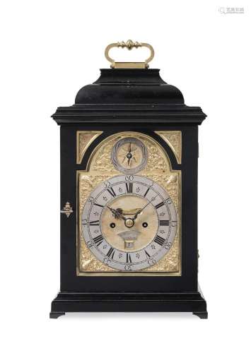 A second quarter of the 18th century ebonised quarter repeating table clock Edward Faulkner, London