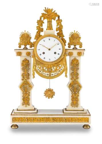 A good early 19th century French ormolu-mounted marble mantel clock