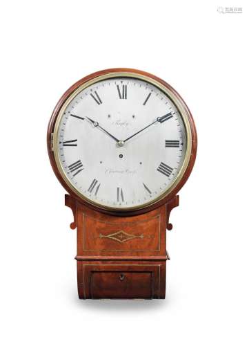 A brass inlaid mahogany wall timepiece  Rigby, Charing Cross