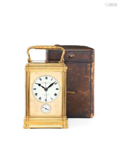 A fine and very rare early 20th century French grande sonnerie, centre seconds, repeating carriage clock with original travel case, key and paperwork L.Leroy et cie, Palais Royal, Paris, numbered 31760 and 15452 BIS 2