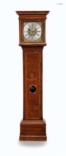 A burr-walnut veneered longcase clock  Samuel Stretch, Birmingham