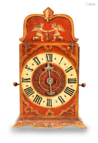 A painted iron wall clock, south german, late 16th/17th century - restored and repainted