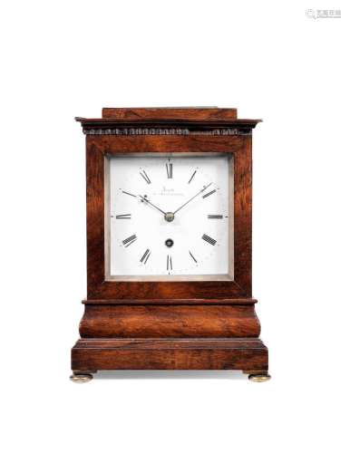 A good first half of the 19th century rosewood travelling timepiece Arnold, 84, Strand, London, No 504