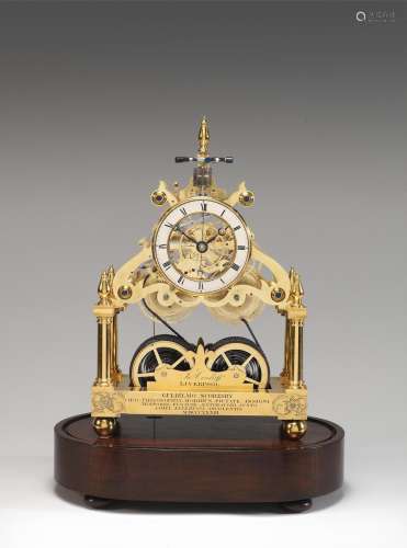 An historic skeleton clock made for, and presented to, William Scoresby in 1833. James Condliff, Liverpool