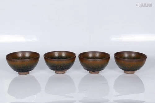 FOUR JIANYAO 'HARE'S FUR' TEA BOWLS