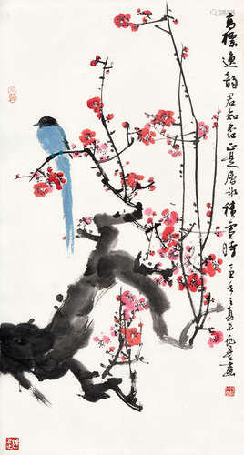 汤兆基（b.1942） 花鸟 镜片 设色纸本