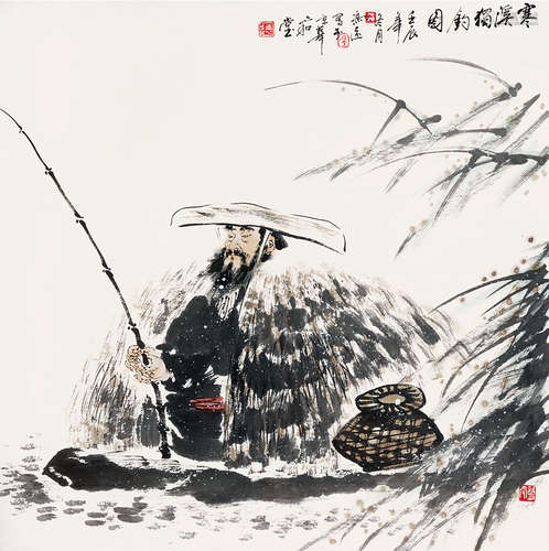 冯远（b.1952） 独钓图 立轴 设色纸本