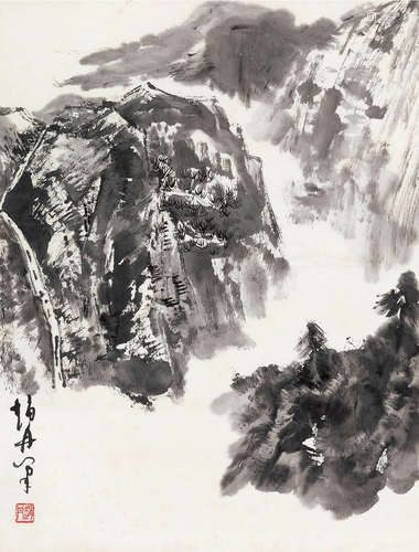 赵丹（1915～1980） 山水 立轴 水墨纸本