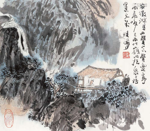 陆俨少（1909～1993） 丰乐亭 立轴 设色纸本