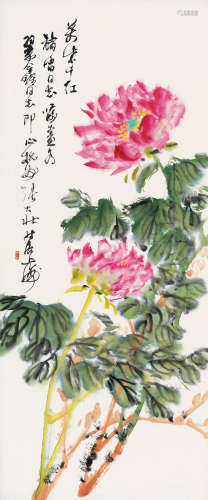张大壮（1903～1980） 万紫千红 镜片 设色纸本