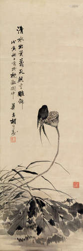 胡公寿（1823～1886） 芙蓉图 立轴 水墨绢本