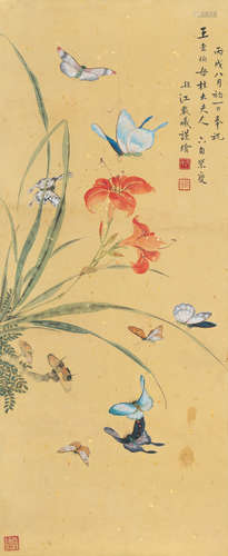 江载曦（1915～1951） 蝶恋花 立轴 设色纸本