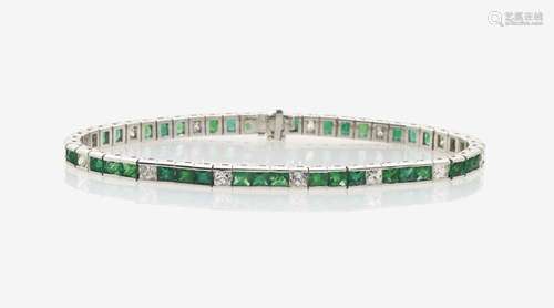 AN EMERALD AND DIAMOND RIVIÈRE BRACELET Italy, 1990s