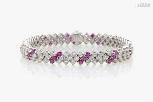 A DIAMOND AND RUBY BRACELET Munich, circa 1970, HANS OPEL