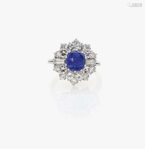 A SAPPHIRE AND DIAMOND RING Germany, 1970s