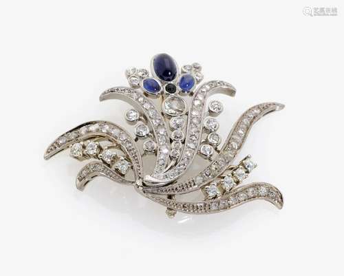 A DIAMOND AND SAPPHIRE SET BROOCH Germany, 1960s