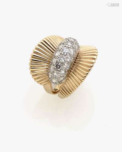 A DIAMOND SET COCKTAIL RING Italy, 1940s-1950s