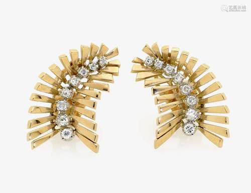 A PAIR OF HISTORICAL EAR-CLIPS SET WITH DIAMONDS USA, 1940s