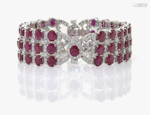 A RUBY AND DIAMOND SET BRACELET Germany, 1960s