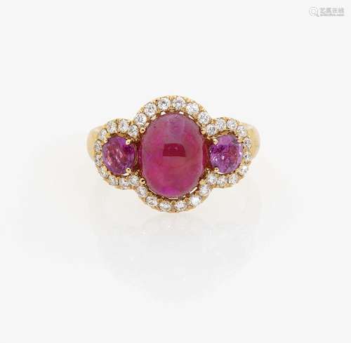 A RUBY AND DIAMOND SET RING Italy