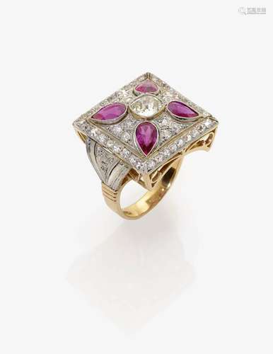 A DIAMOND AND RUBY SET RING Germany, circa 1935