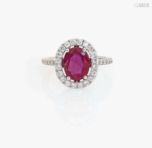 A RUBY AND DIAMOND SET RING Italy