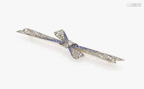 A BOW BROOCH SET WITH SAPPHIRES AND DIAMONDS Vienna, circa 1925