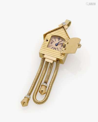 A 'CUCKOO CLOCK' PENDANT France, Paris, 1950s, UTI