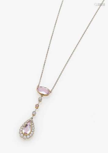 A PENDANT NECKLACE SET WITH PINK TOURMALINES AND DIAMONDS Art Déco, circa 1925