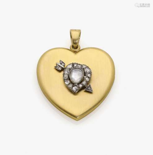 A HISTORICAL HEART LOCKET SET WITH DIAMONDS USA, Heart and arrow motif circa 1860-1870, Medallion 1900-1930s