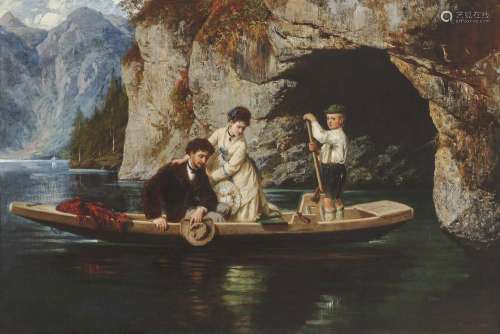 THIERSCH, LUDWIG Young Couple with a Fishing Boy in a Barge on a Mountain Lake (Königssee?)