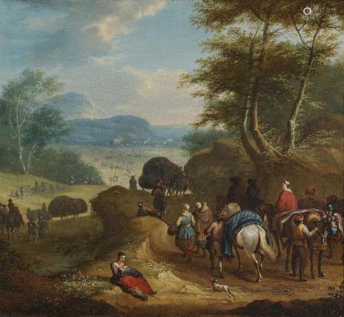 FLEMISH SCHOOL 17th century Landscape with Travellers