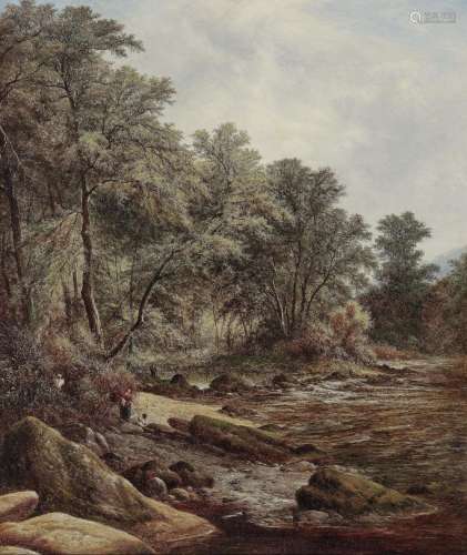 WILLIAMS, WALTER circa 1876 Forest Stream with Figures