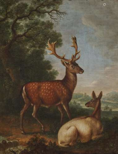 RIDINGER, JOHANN ELIAS Fallow Deer at the Edge of the Forest