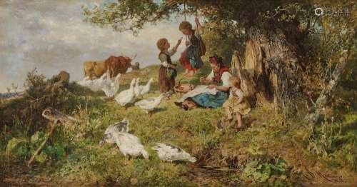 MONTEMEZZO, ANTONIO Dachau Farmer's Wife with Children and Geese