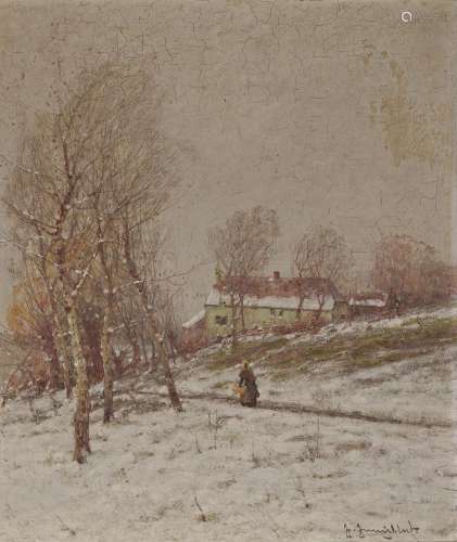 JUNGBLUT, JOHANN Winter Landscape with Returning Farmer's Wife