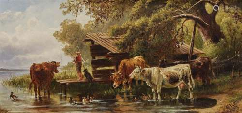 (Attributed to) VOLTZ, JOHANN FRIEDRICH A Shepherd Boy Fishing at the Lake Shore