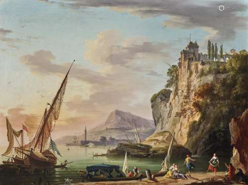(Attributed to) GRENIER DE LACROIX, CALLED LACROIX DE MARSEILLE, CHARLES FRANÇOIS Southern Harbour Scene (Genoa?)