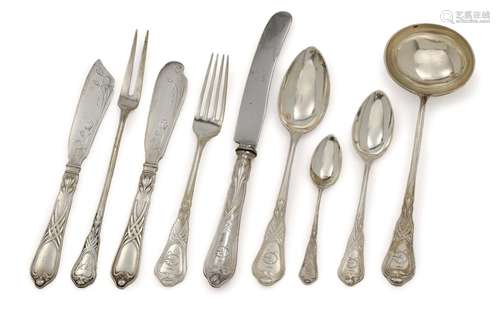 CUTLERY ''AUTUMN CROCUS'', 57 PIECES Wilkens & Sons Hemelingen, circa 1902, Design by Heinrich Vogeler