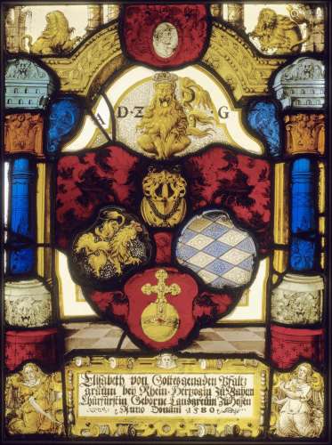 COAT OF ARMS PANE OF THE ELECTRESS ELISABETH OF HESSEN(1539 - 1582) Germany, dated 1580