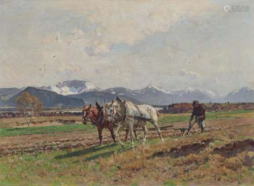 STRÜTZEL, OTTO Ploughing Farmer