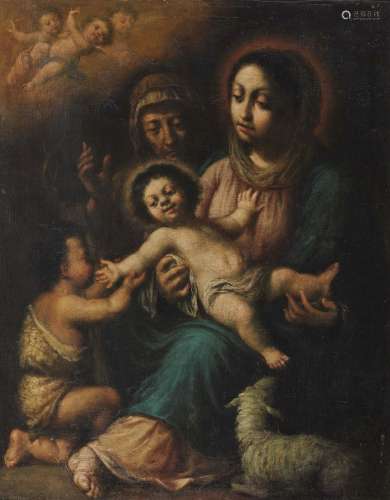 SPANISH SCHOOL 17th century Mary with the Child, the young John the Baptist and St. Elizabeth