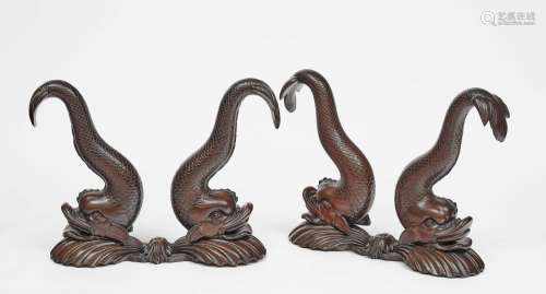 A PAIR OF PEDESTALS IN THE FORM OF DOLPHINS France (Paris), beginning of 19th century