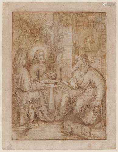 DUTCH SCHOOL 17th century - Christ Sharing the Bread with Two Pilgrims