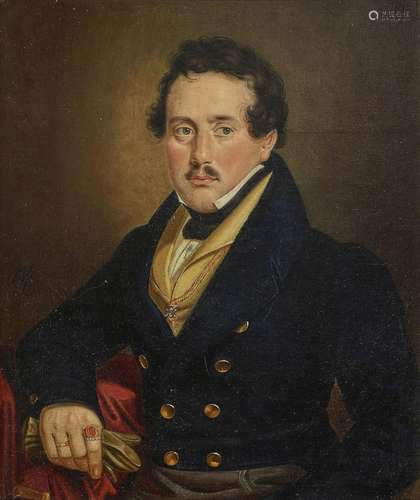 MONOGRAMMIST WG around 1820 Gentleman's portrait Half-figure slightly to the left, glancing slightly to the right