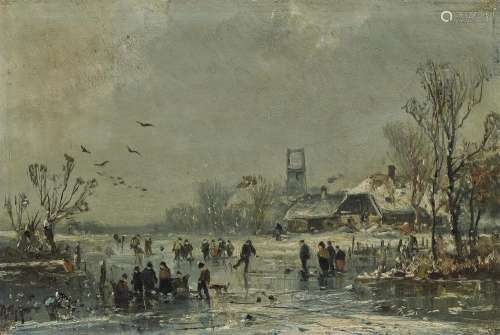 STADEMANN, ADOLF Wintry Landscape with Ice Skaters