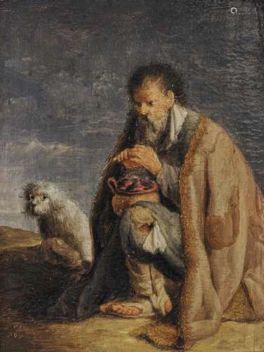 DUTCH SCHOOL 17th century A Beggar with a Coal Pot and a Puppy