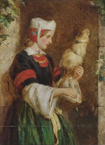 HUGHES, EDWARD Young Woman with Distaff