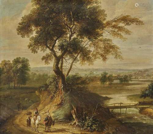 (Circle of) WILDENS, JAN River Landscape with Travellers on the Country Road
